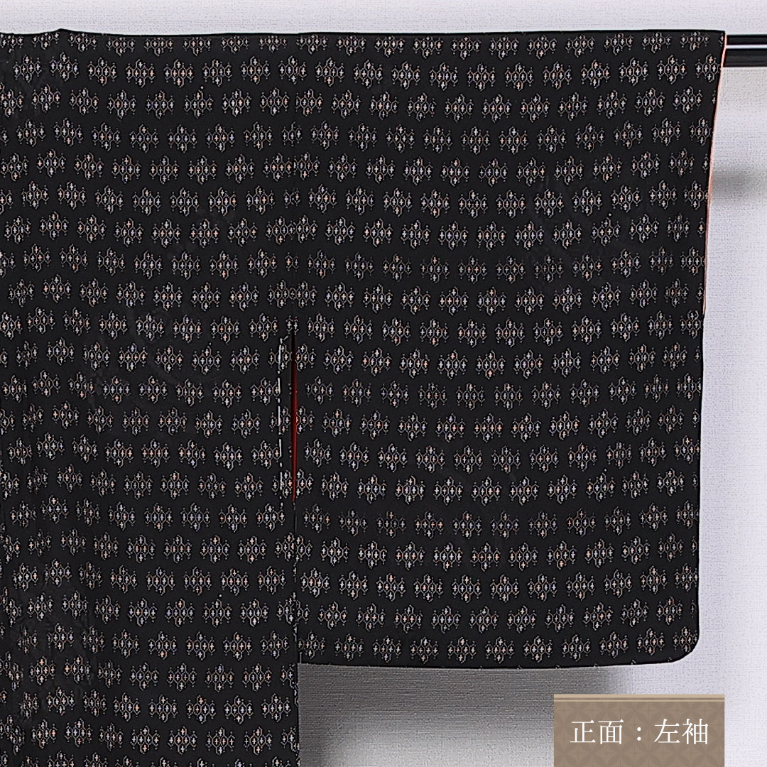 アンティーク 紬 身丈137cm 裄丈62cm FREE 正絹 Aランク 袷 バチ衿 十字亀甲 1216-10491