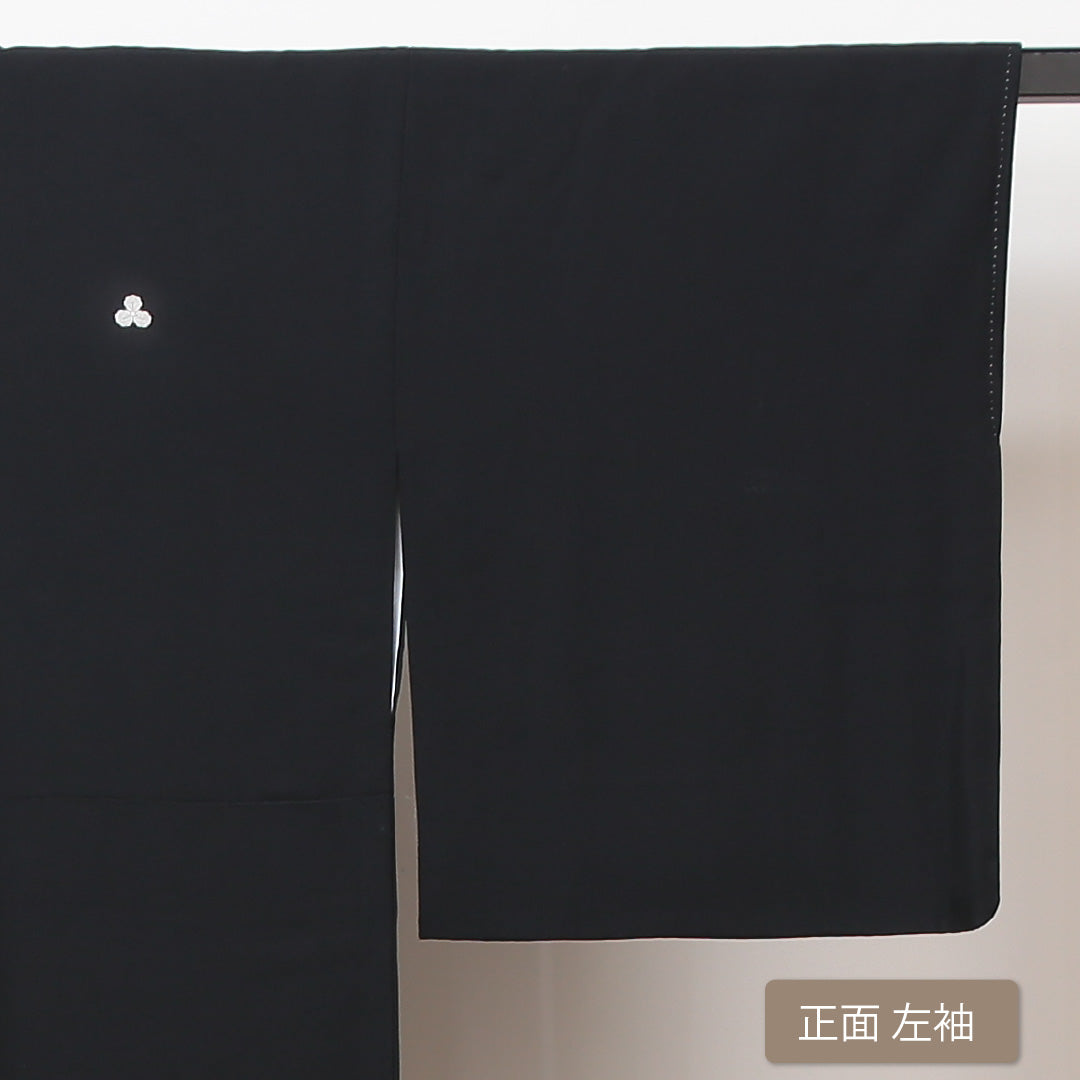 黒留袖 五つ紋 三つ柏 身丈158cm 裄丈65.5cm Aランク 正絹 袷 広衿 M 落款 金箔 流水 檜垣 フォーマル 黒系 1211-F0156