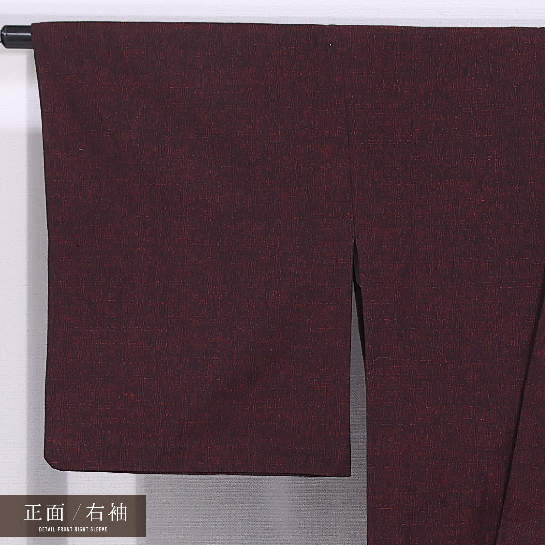 洗える着物 ウールの紬 単衣 身丈158cm 裄丈64cm ウール Aランク カジュアル 広衿 Mサイズ 創作柄 赤系 RP 1223-11703
