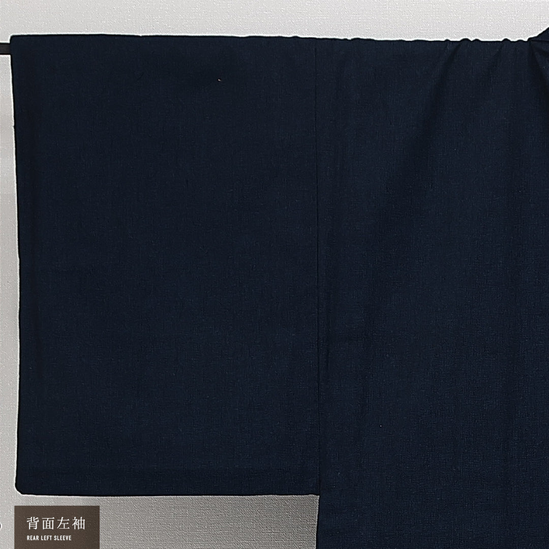 ウールの羽織 男性用(紬) 洗える着物 単衣 身丈101cm 裄丈69cm ウール Bランク Mサイズ カジュアル 無地調柄 紺系 1219-14589