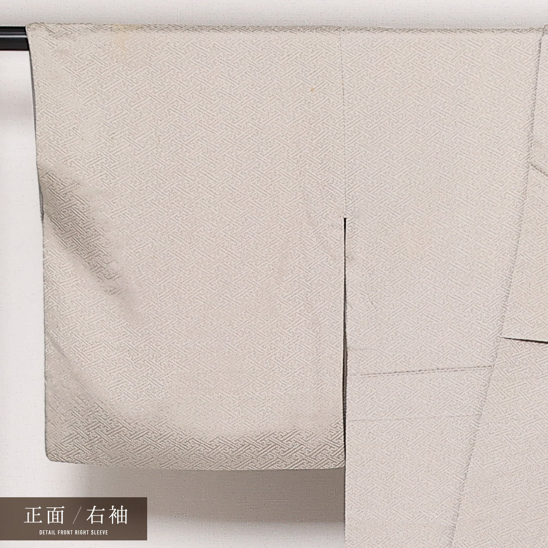 訪問着 袷 身丈149cm 裄丈62cm Cランク 正絹 広衿 XSサイズ 一つ紋(丸に木瓜) セミフォーマル 蘇州刺繍 銀駒刺繍 鴛鴦 上品 落ち着き ベージュ系 1212-13599