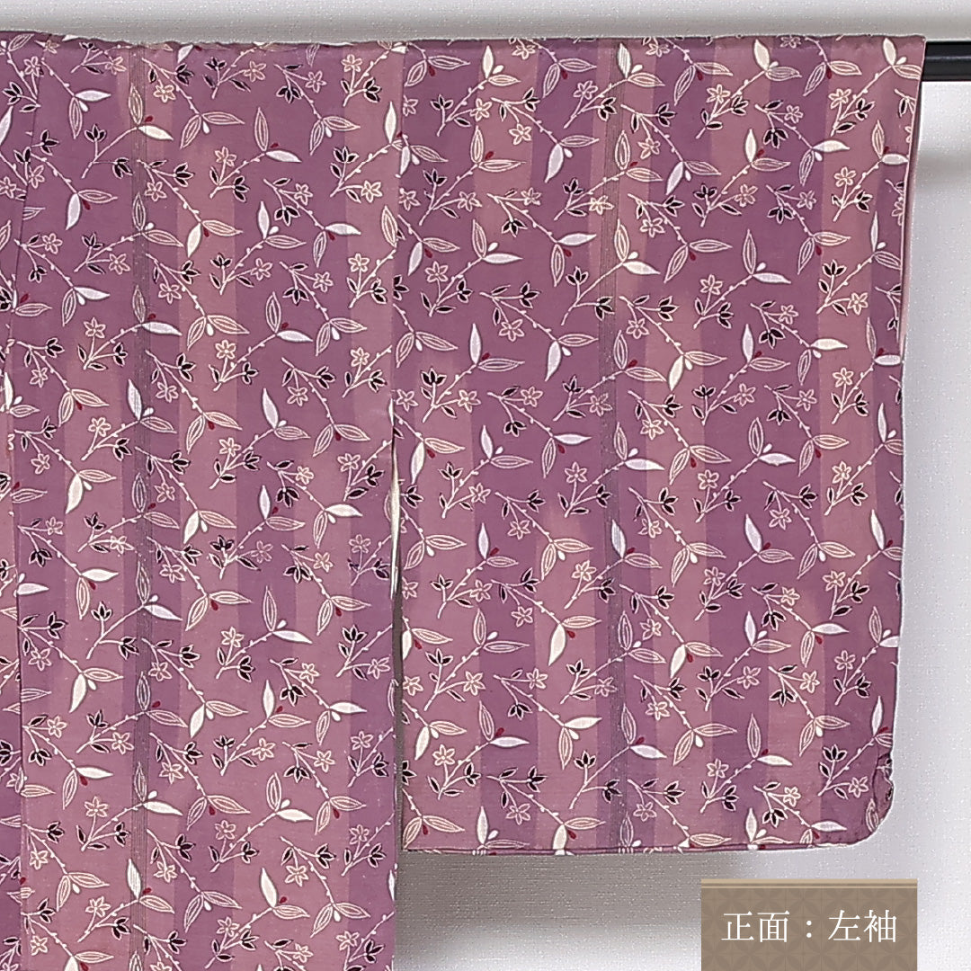 アンティーク 小紋 袷 身丈149cm 裄62.5cm 正絹 銀糸 紫系 Aランク 1215-02441