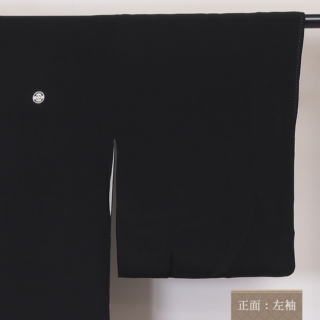 黒留袖 五つ紋 丸に木瓜 身丈166cm 裄丈64cm Aランク 正絹 袷 比翼 広衿 XL 鴛鴦 フォーマル 黒系 1211-F0208