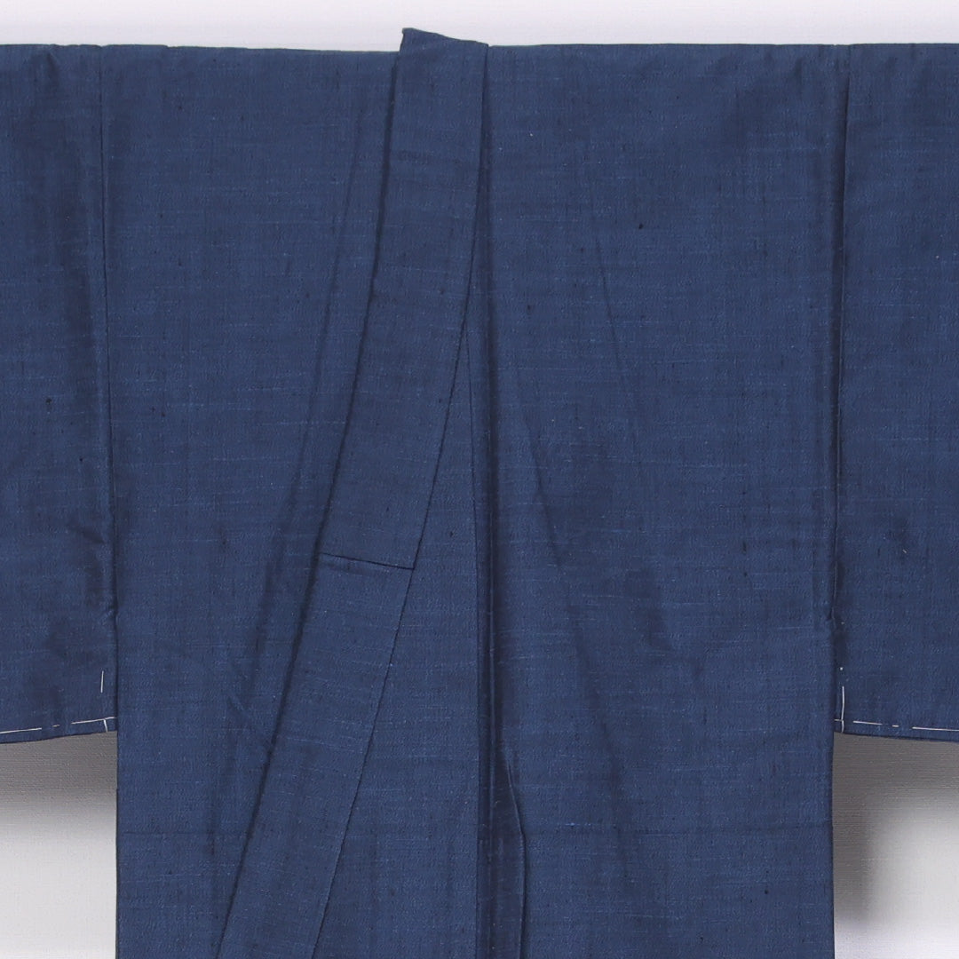 アンサンブル 男着物 袷 身丈142cm 裄丈68cm 正絹 Aランク カジュアル バチ衿 Mサイズ 風景柄 紺系 RP 1224-06287
