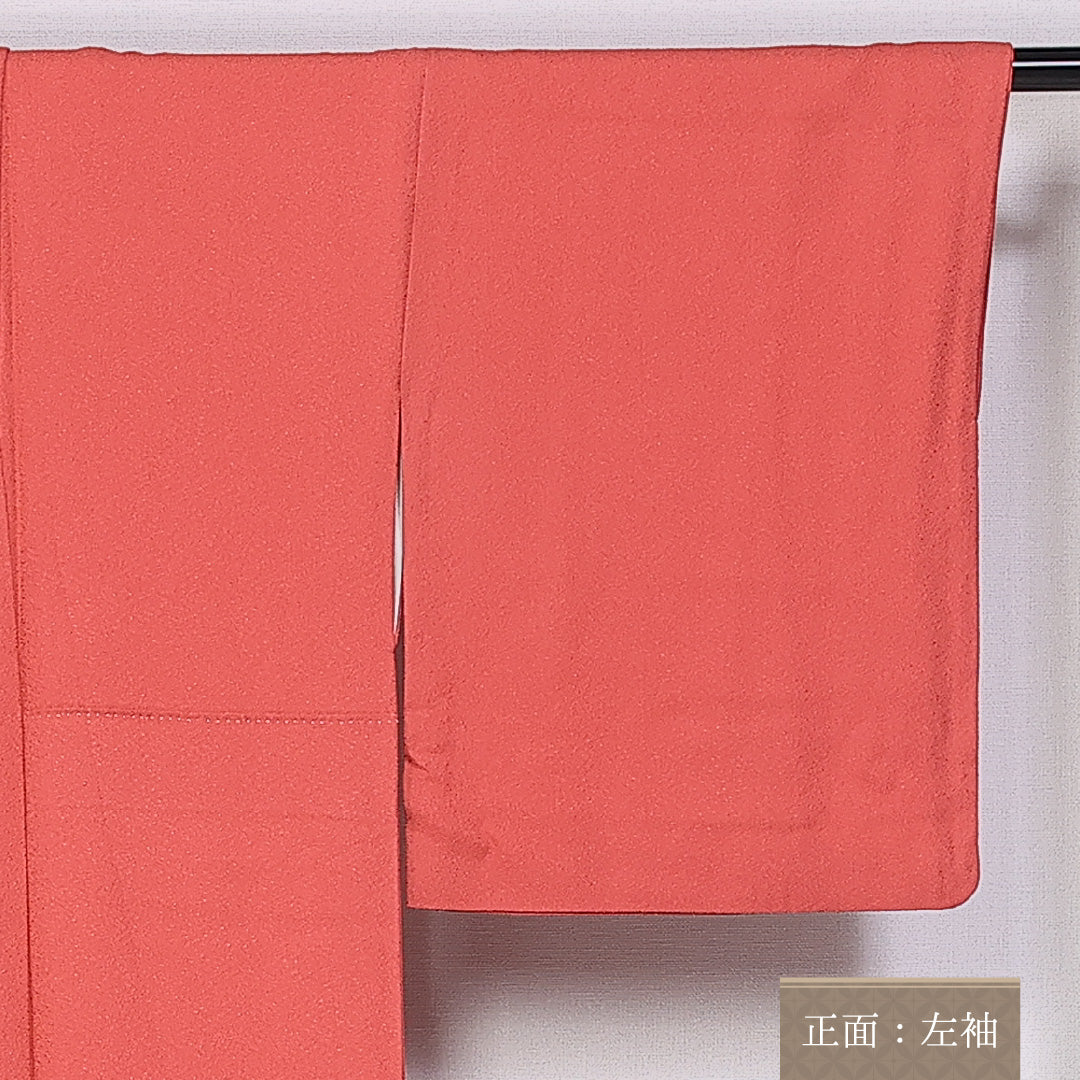 色無地 身丈166cm 裄丈65.5cm XL 正絹 Sランク 袷 一つ紋 揚羽蝶 広衿 宇治の茶の羽染め 壽光織 地紋あり 証紙 1214-10663
