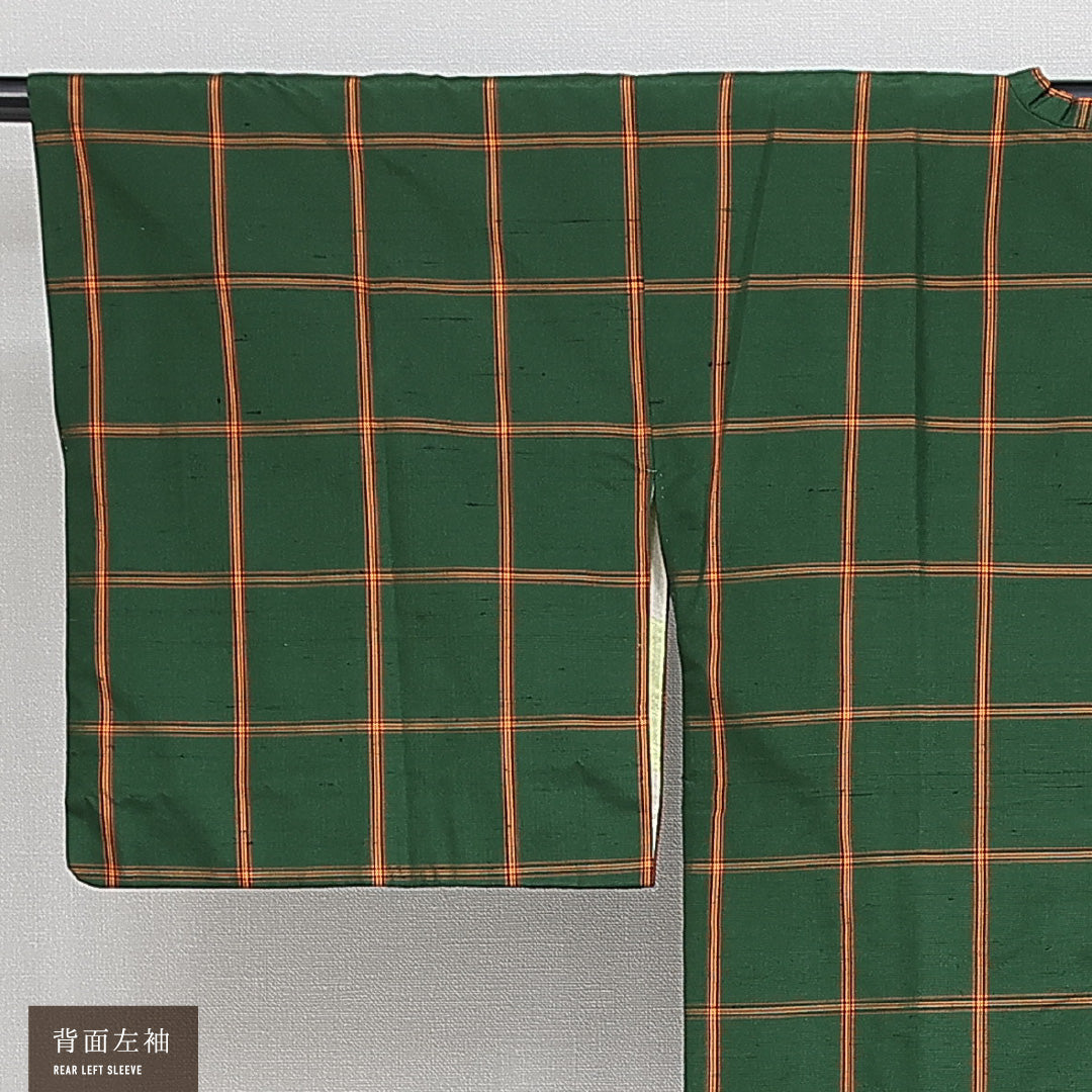道行コート 袷 身丈85cm 裄丈62cm 正絹 Sランク インフォーマル Sサイズ 格子 緑系 RP 1237-14666