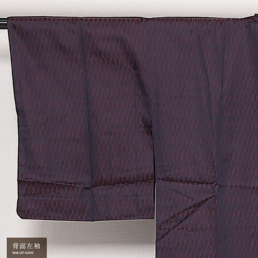 道行コート 単衣 身丈115cm 裄丈61cm 正絹 Sランク セミフォーマル Sサイズ 立涌 紫系 RP 1237-13924