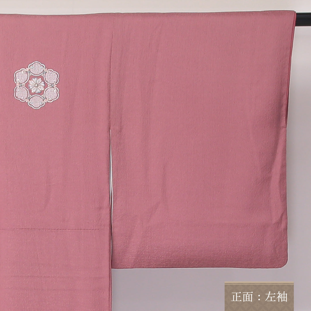 訪問着 袷 身丈155~159cm 裄64.5cm 正絹 蘇州刺繡 ぼかし 宝相華 今様色 汕頭刺繍 ピンク系 Aランク 1212-00626
