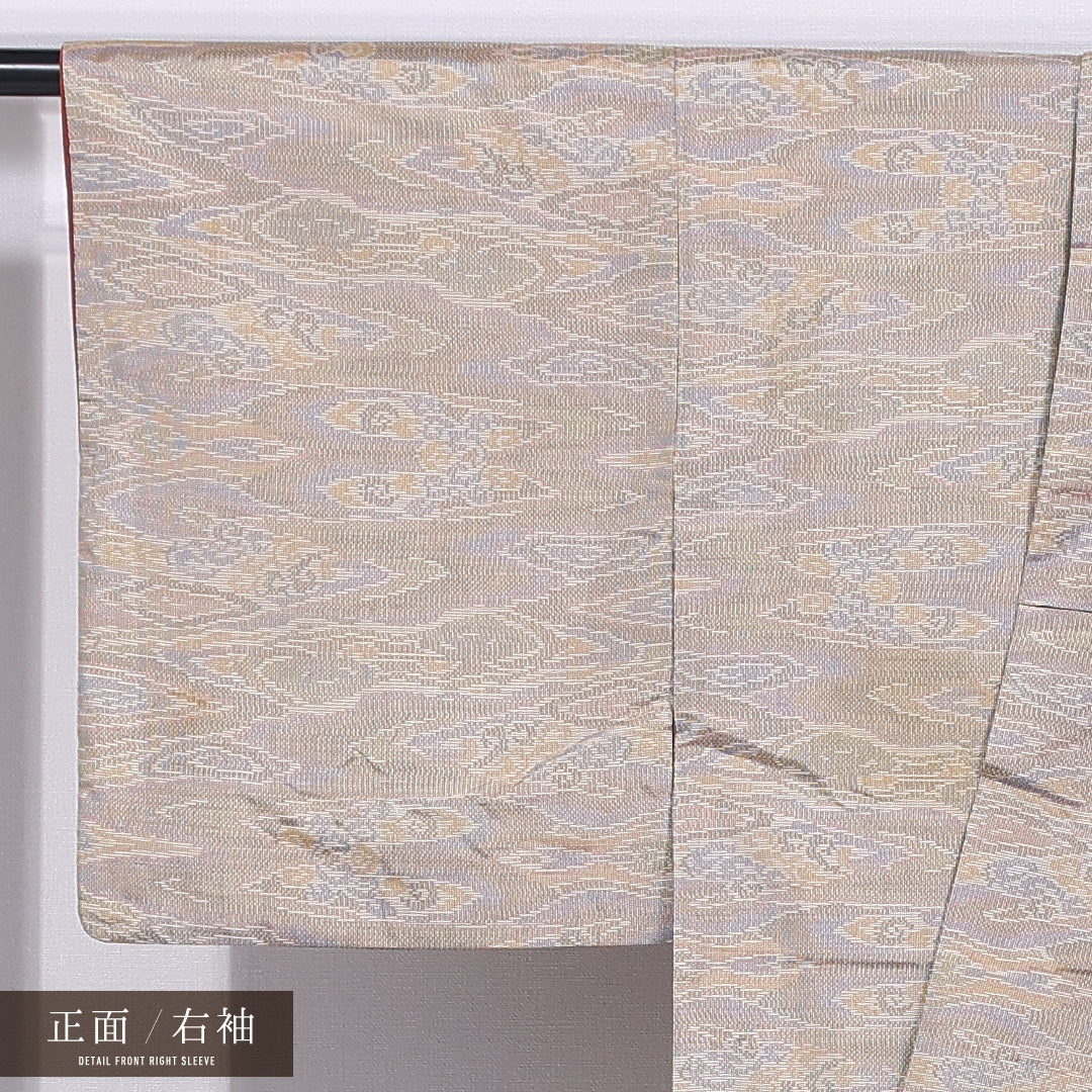 付下げ 袷 身丈152cm 裄丈62cm 正絹 Cランク インフォーマル バチ衿 Sサイズ 汕頭刺繍 麻の葉 ピンク系 M4 1218-11626