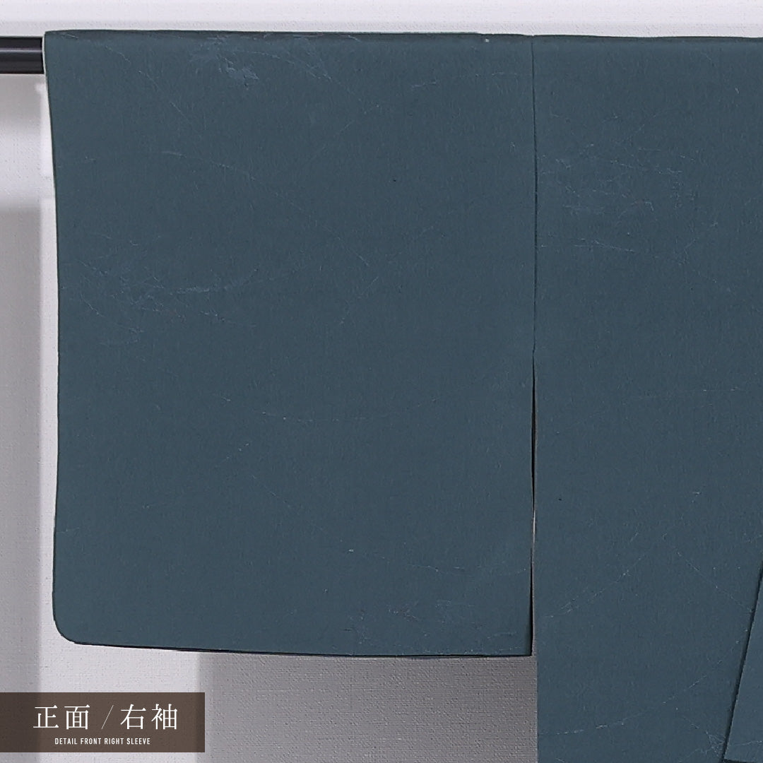 小紋 袷 身丈154cm 裄丈63cm 正絹 Bランク インフォーマル 広衿 Sサイズ 創作柄 緑系 RP 1221-11770