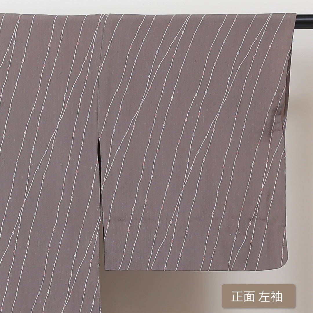 小紋 単衣 身丈150cm 裄64cm 茶系 正絹 Bランク 1215013664214