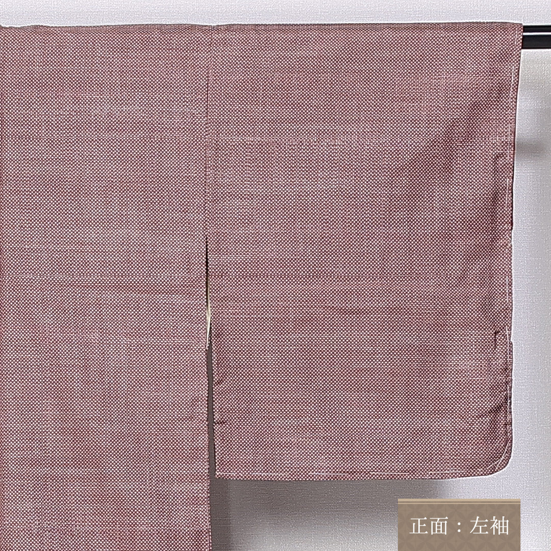 紬 袷 身丈155cm 裄丈62cm 正絹 Aランク カジュアル 広衿 Mサイズ 蚊絣 ピンク系 HP 1223-10948