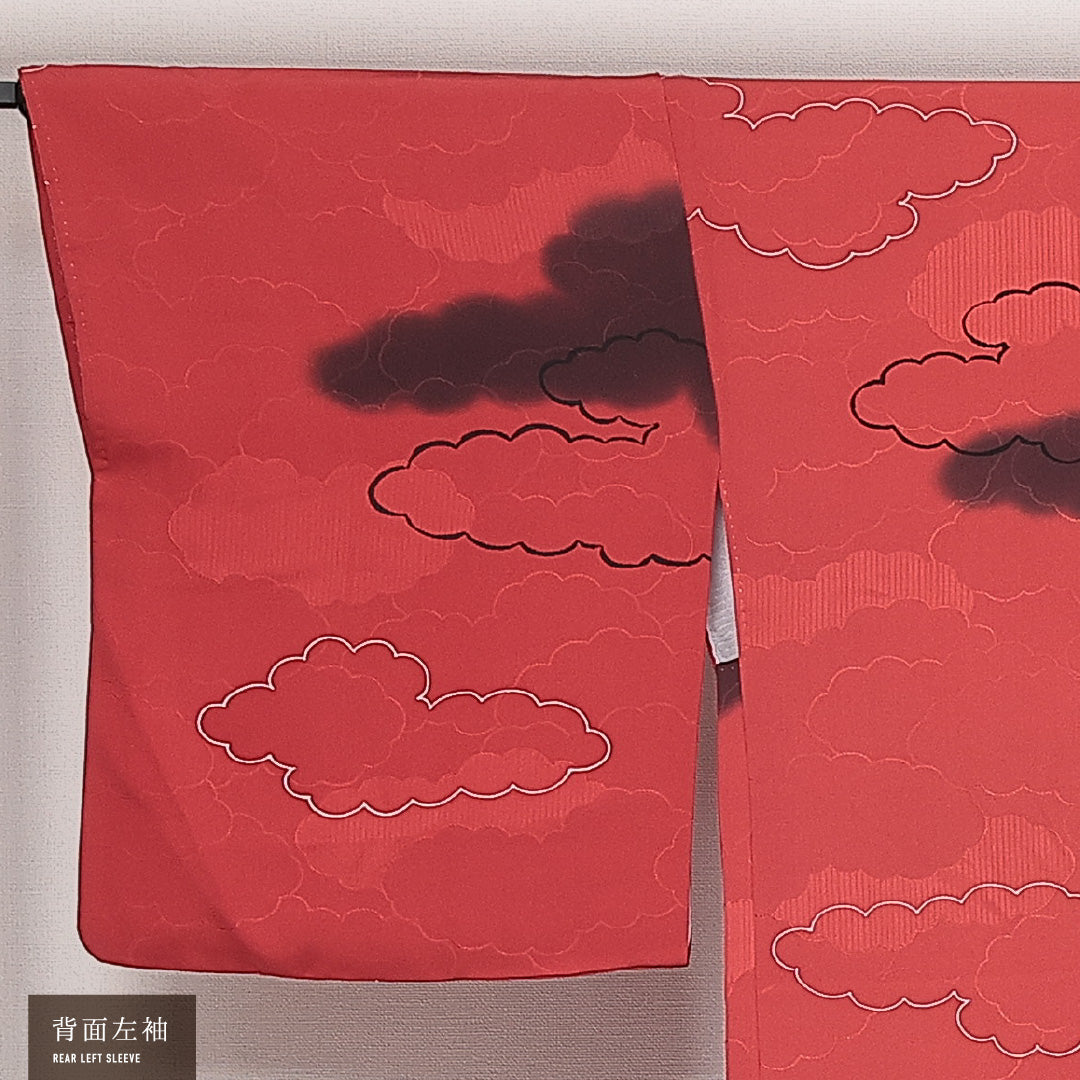 羽織 袷 身丈78cm 裄丈65cm 正絹 Sランク カジュアル Mサイズ 紐あり 雲取り ピンク系 RP 1232-13836