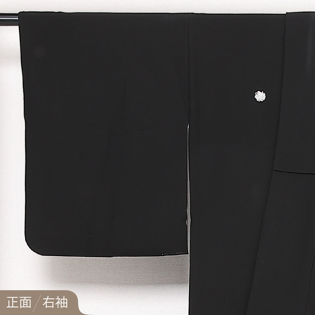 黒紋付 五つ紋 揚羽蝶 身丈163cm 裄丈65cm Sランク 正絹 袷 広衿 L フォーマル 黒系 1299-F0593