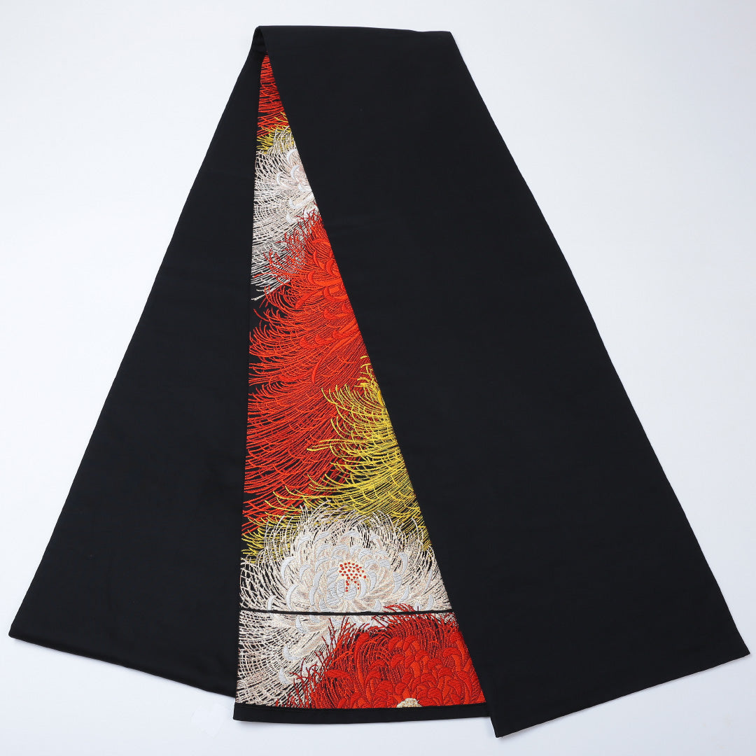 袋帯 帯丈424cm 六通 仕立て上がり フォーマル Sランク 菊 金糸 銀糸 黒系 122300607210