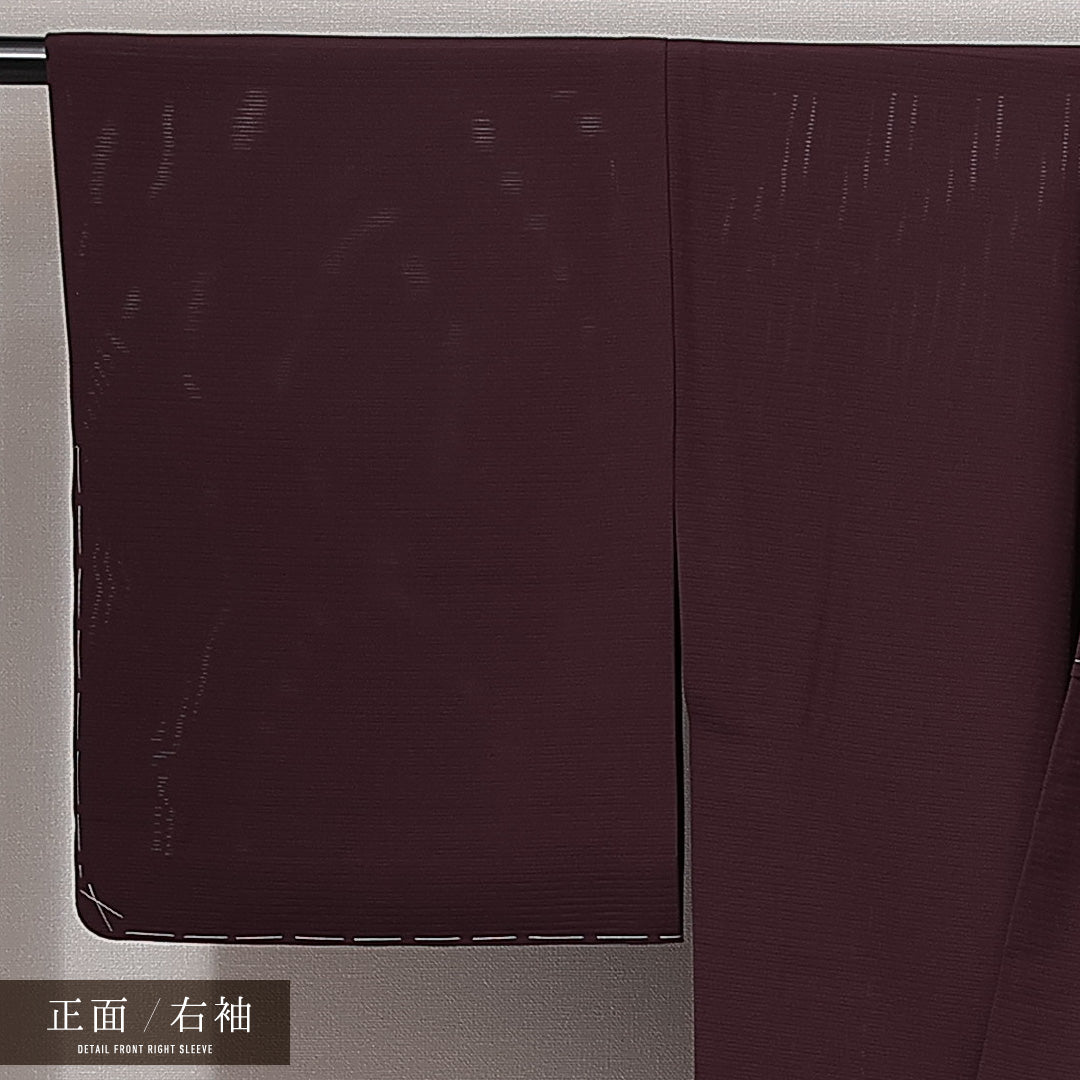 色無地 夏物 絽 身丈169cm 裄丈65cm 正絹 Sランク XLサイズ 広衿 一つ紋(五三桐) セミフォーマル 無地 赤系 茶系 1214-14939