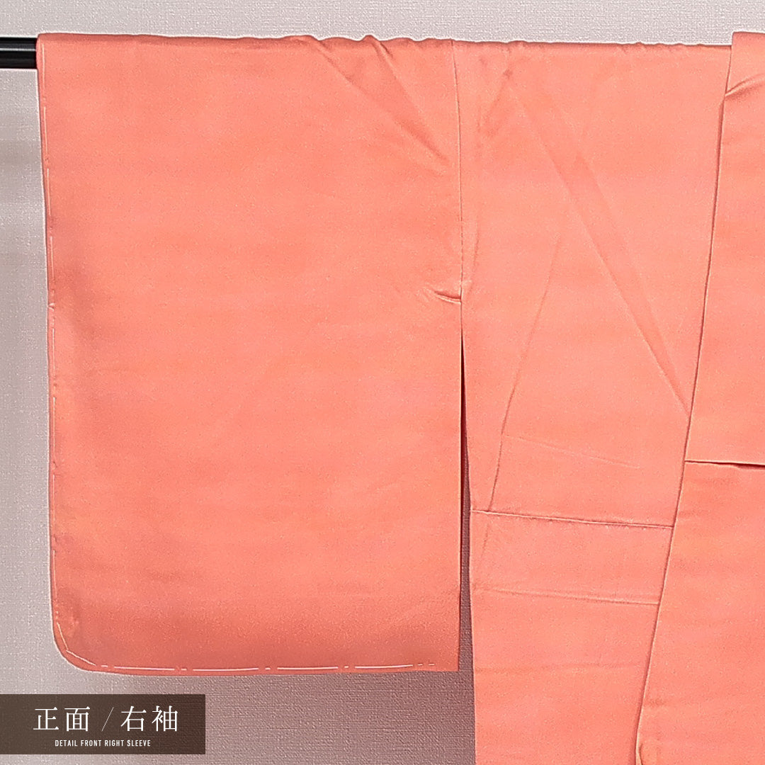 色無地 袷 身丈163cm 裄丈64cm 正絹 Sランク インフォーマル 広衿 Lサイズ ぼかし染 落款 朱系 RP 1219-14392