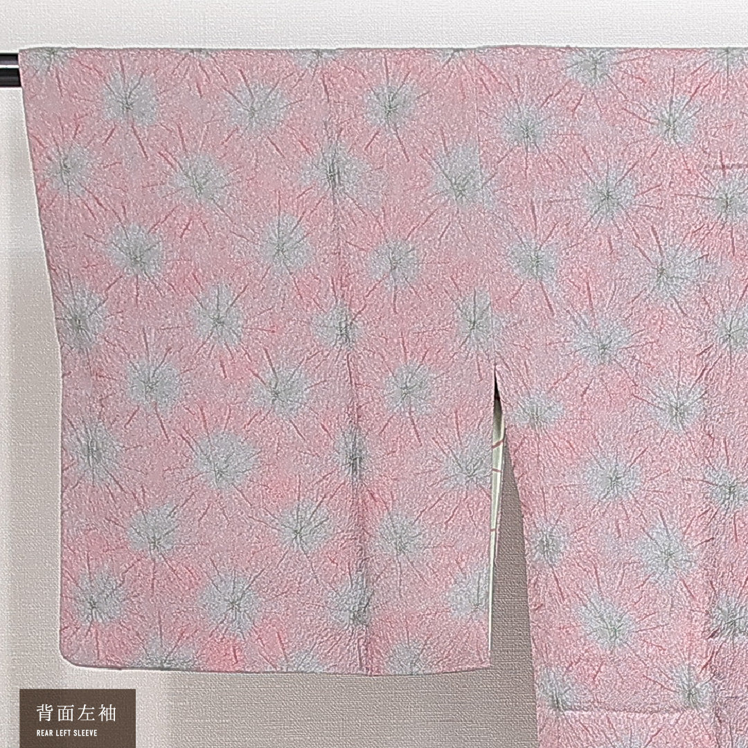 道行コート 袷 身丈79cm 裄丈63cm 正絹 Sランク Sサイズ セミフォーマル ポケットあり ふくれ織 抽象柄 ピンク系 紫系 1263-14766
