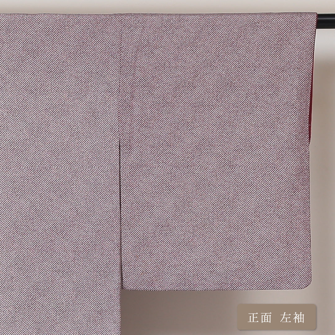 小紋 袷 身丈154cm 裄丈64cm 正絹 Sランク インフォーマル 広衿 Sサイズ 鹿の子柄 紫系 RP 1221-01597