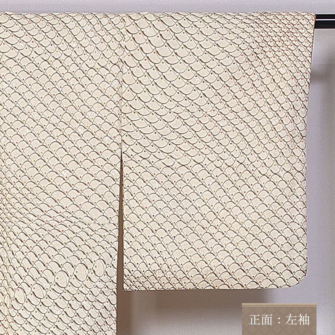 付下げ 身丈164cm 裄丈64.5cm L ポリエステル Sランク 袷 洗える着物 広衿 幾何学 1261-10821