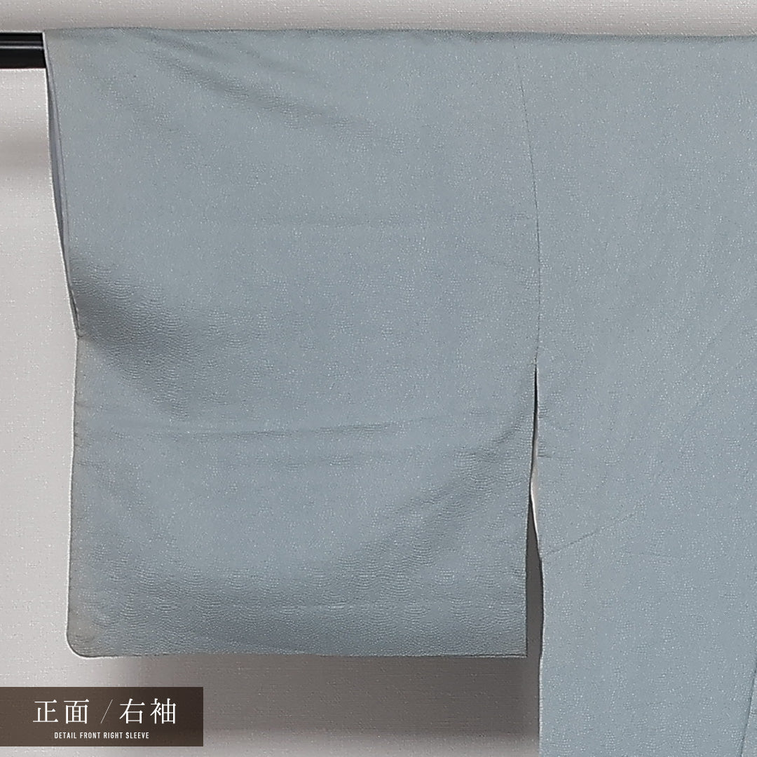 色無地 袷 身丈156cm 裄丈63cm 正絹 Cランク インフォーマル 広衿 Mサイズ 織り出し 鮫柄 グレー系 HP 1219-13619