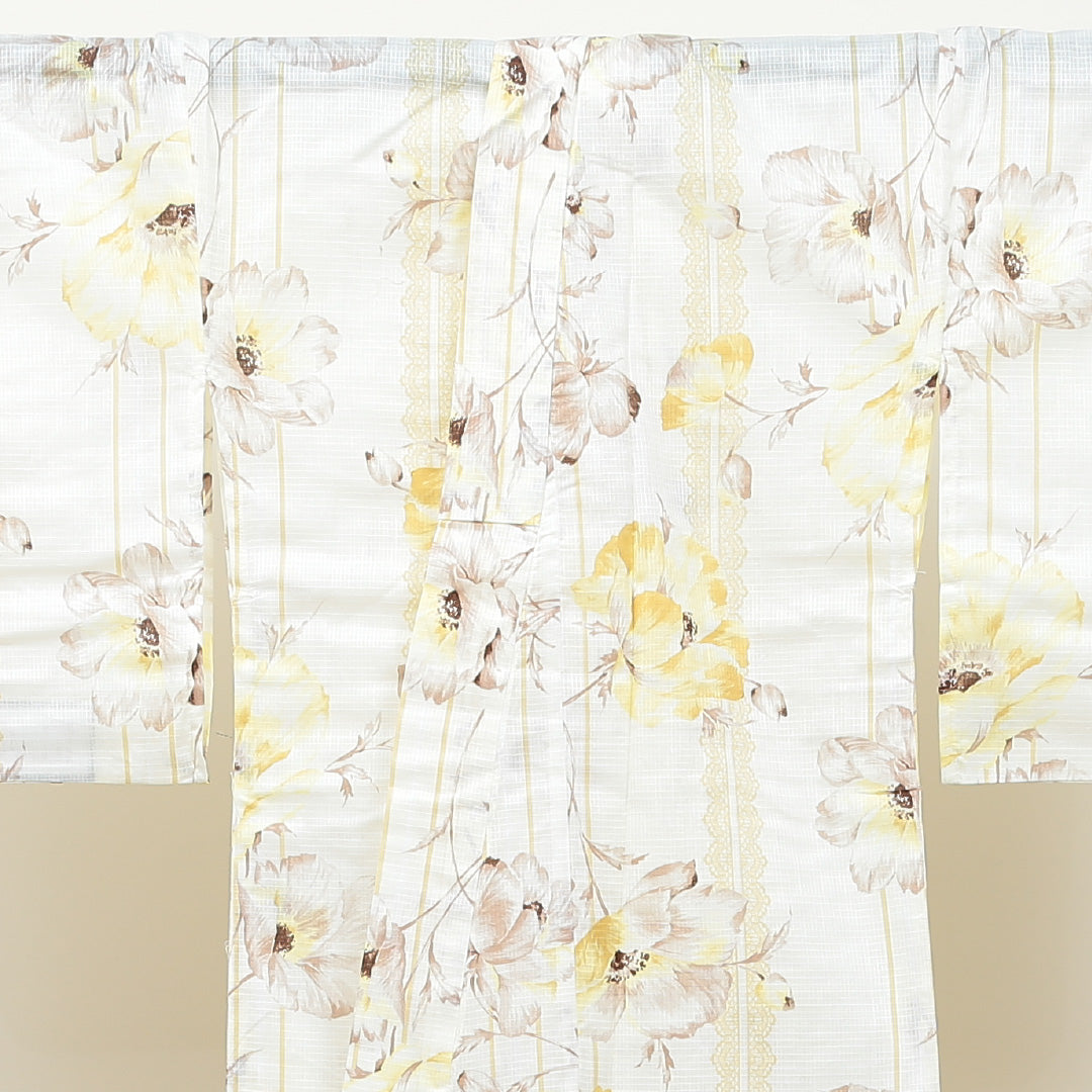 新品 浴衣 身丈163cm 裄丈67cm 木綿 洗える着物 花柄 Nランク 1218-00032