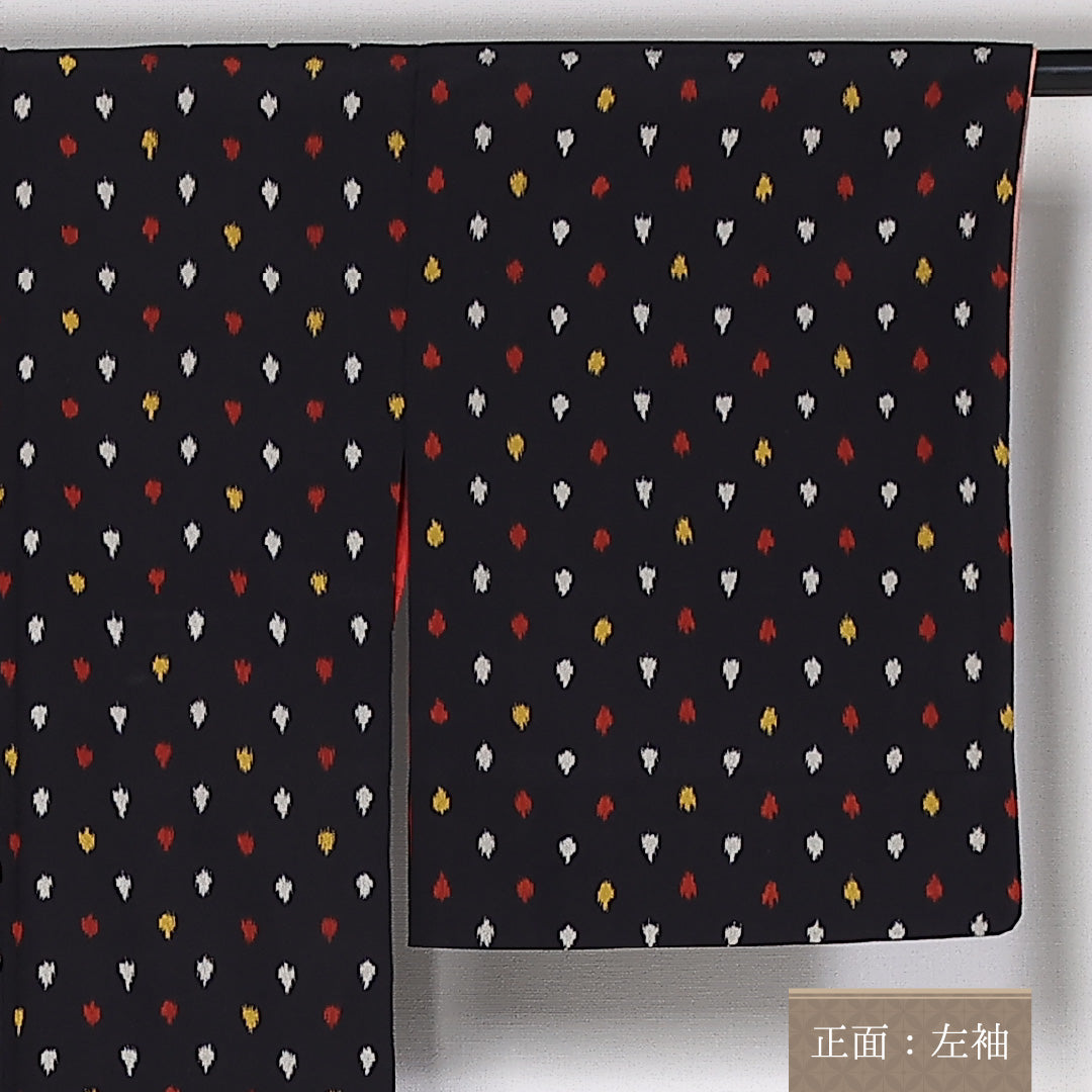 アンティーク お召 袷 身丈156cm 裄丈64cm 正絹 Aランク 広衿 Mサイズ 創作柄 紺系 RP 1222-03877