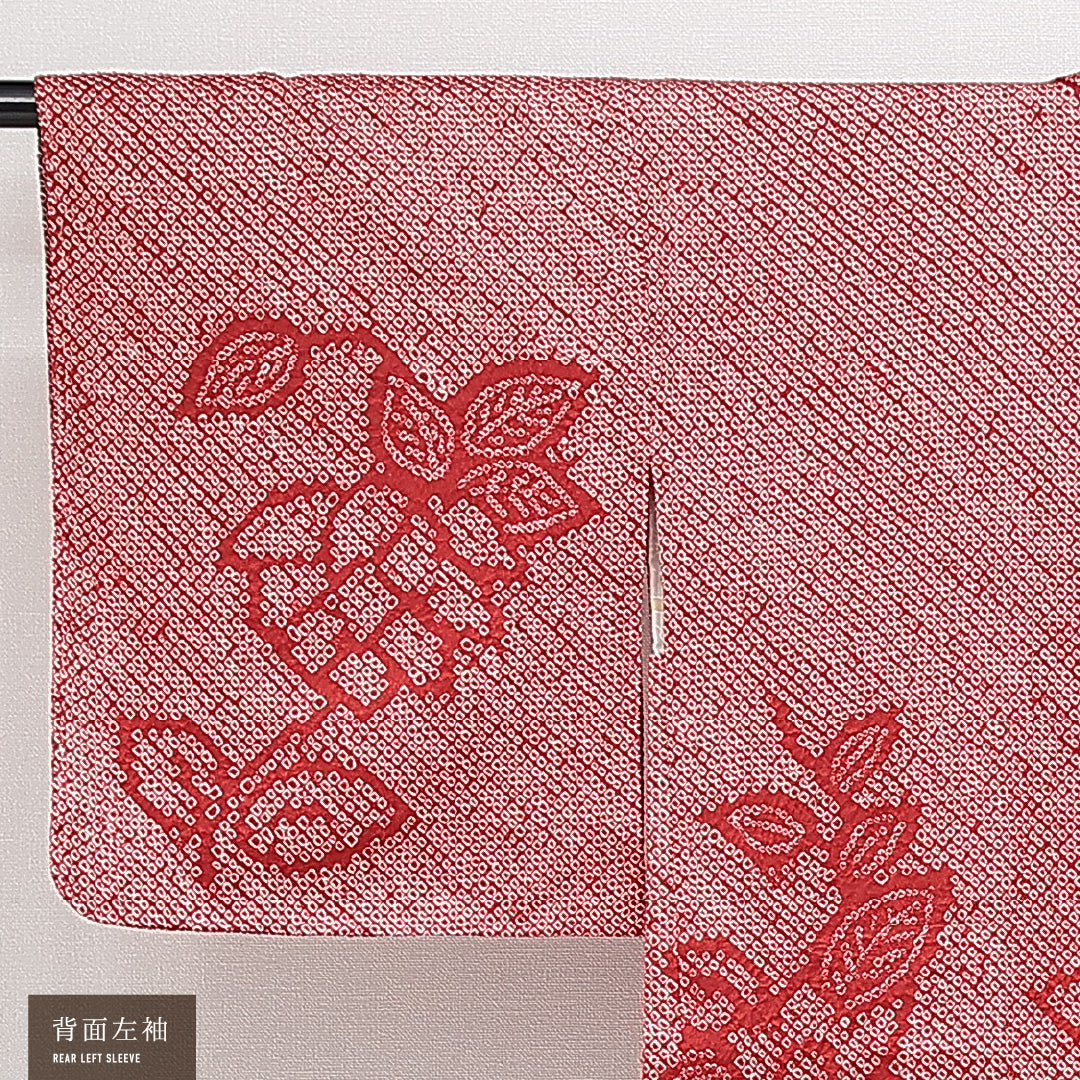 絵羽羽織 袷 身丈81cm 裄丈64cm 正絹 Sランク インフォーマル Mサイズ 花柄 赤系 RP 1234-14654