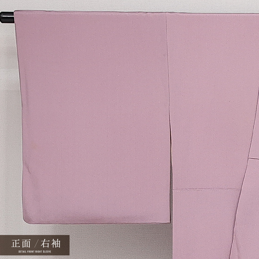 付下げ 袷 身丈153cm 裄丈64cm 正絹 Cランク 一つ紋 (上り藤) セミフォーマル 広衿 Sサイズ 花柄 ピンク系 HP 1218-14377