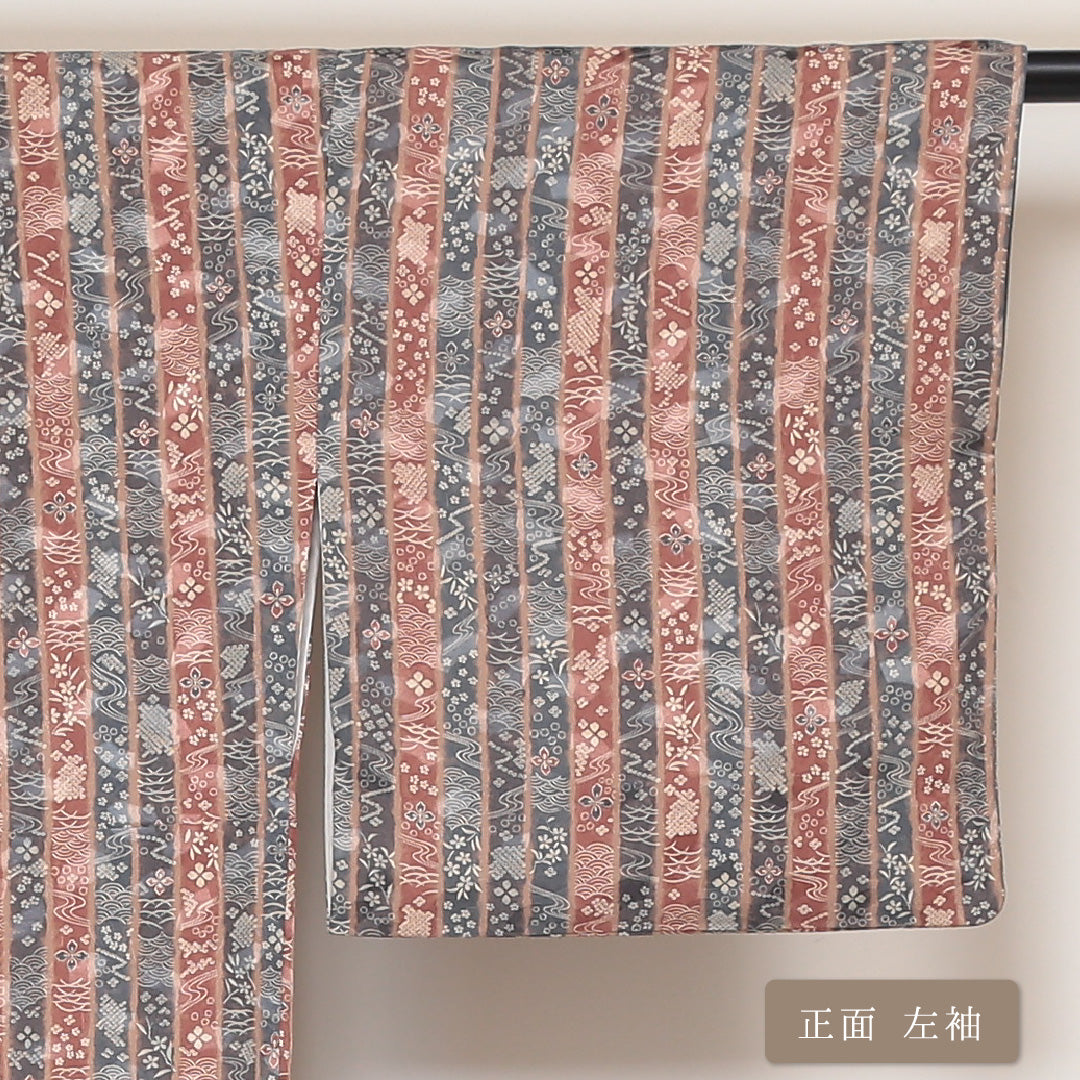 小紋 袷 身丈155cm 裄66cm グラデーション系 古典柄 吉祥文様 お正月 正絹 Aランク 1215-01624-3399
