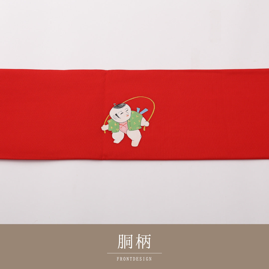 名古屋帯 ポイント柄 帯丈352cm カジュアル Sランク 正絹 塩瀬 唐子 赤系 1224-02380