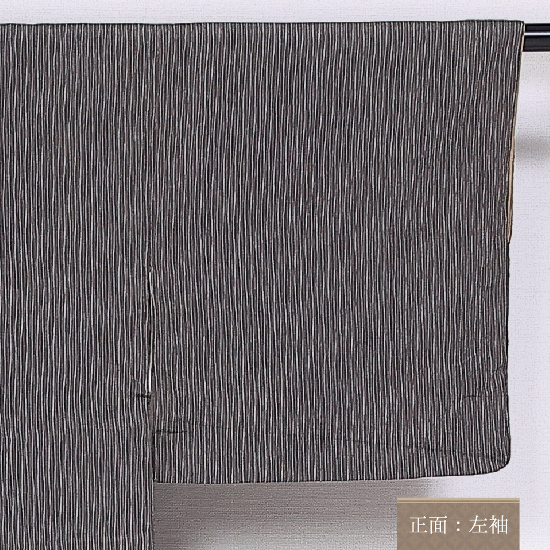 小紋 袷 身丈142cm 裄丈60cm 正絹 Sランク インフォーマル 広衿 XSサイズ 抽象柄 茶系 RP 1221-10132
