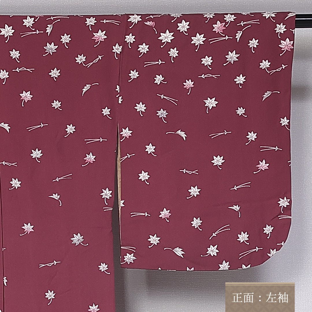付下げ 袷 身丈158cm 裄丈64cm 正絹 Aランク インフォーマル バチ衿 Mサイズ 紅葉 赤系 HP 1218-10902