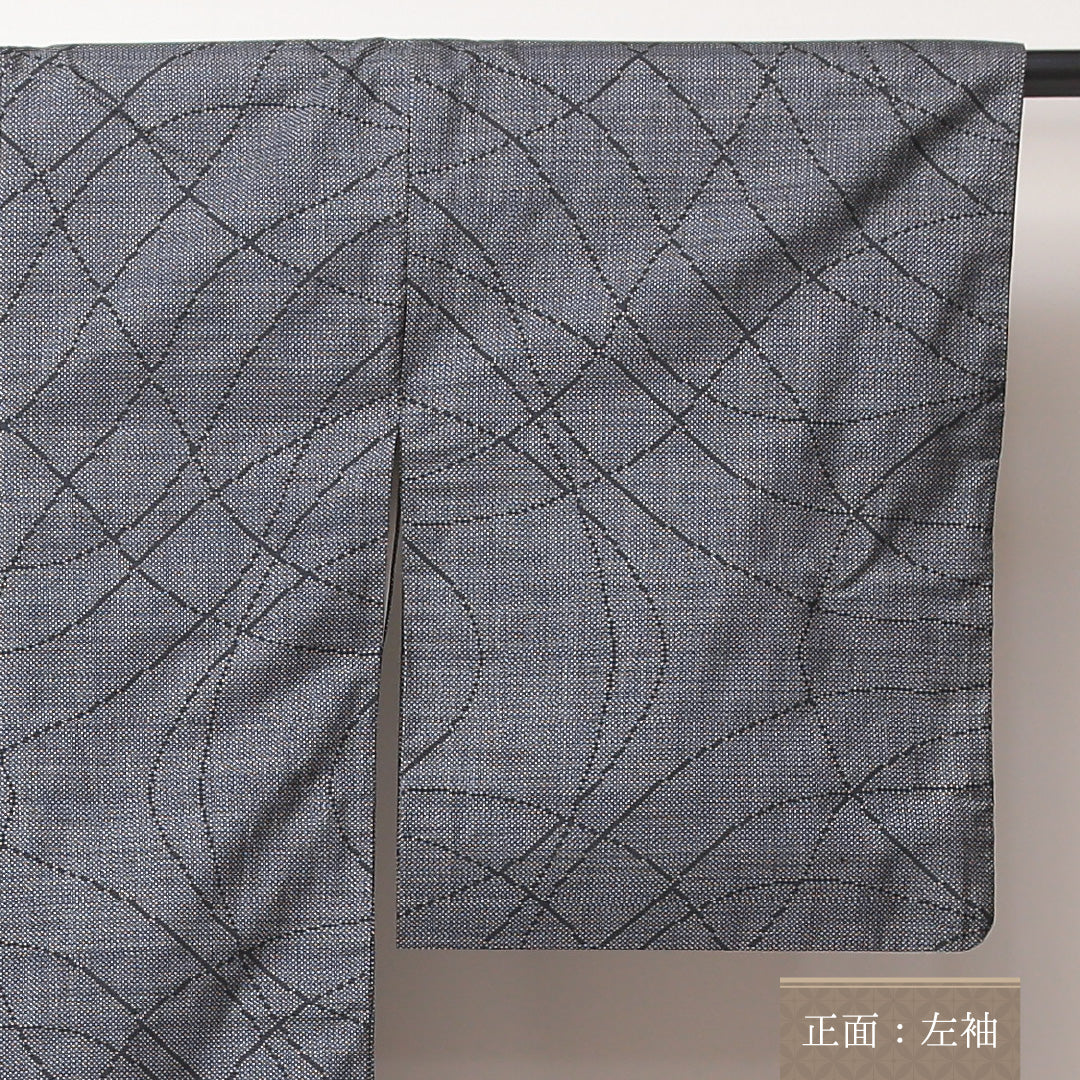 紬 袷 身丈162cm 裄62cm 正絹 グレー系 Bランク 1216-01058