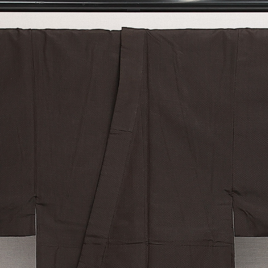 男着物 袷 身丈136cm 裄丈62cm 正絹 Sランク カジュアル 棒衿 Sサイズ 無地 茶系 RP 1224-13991