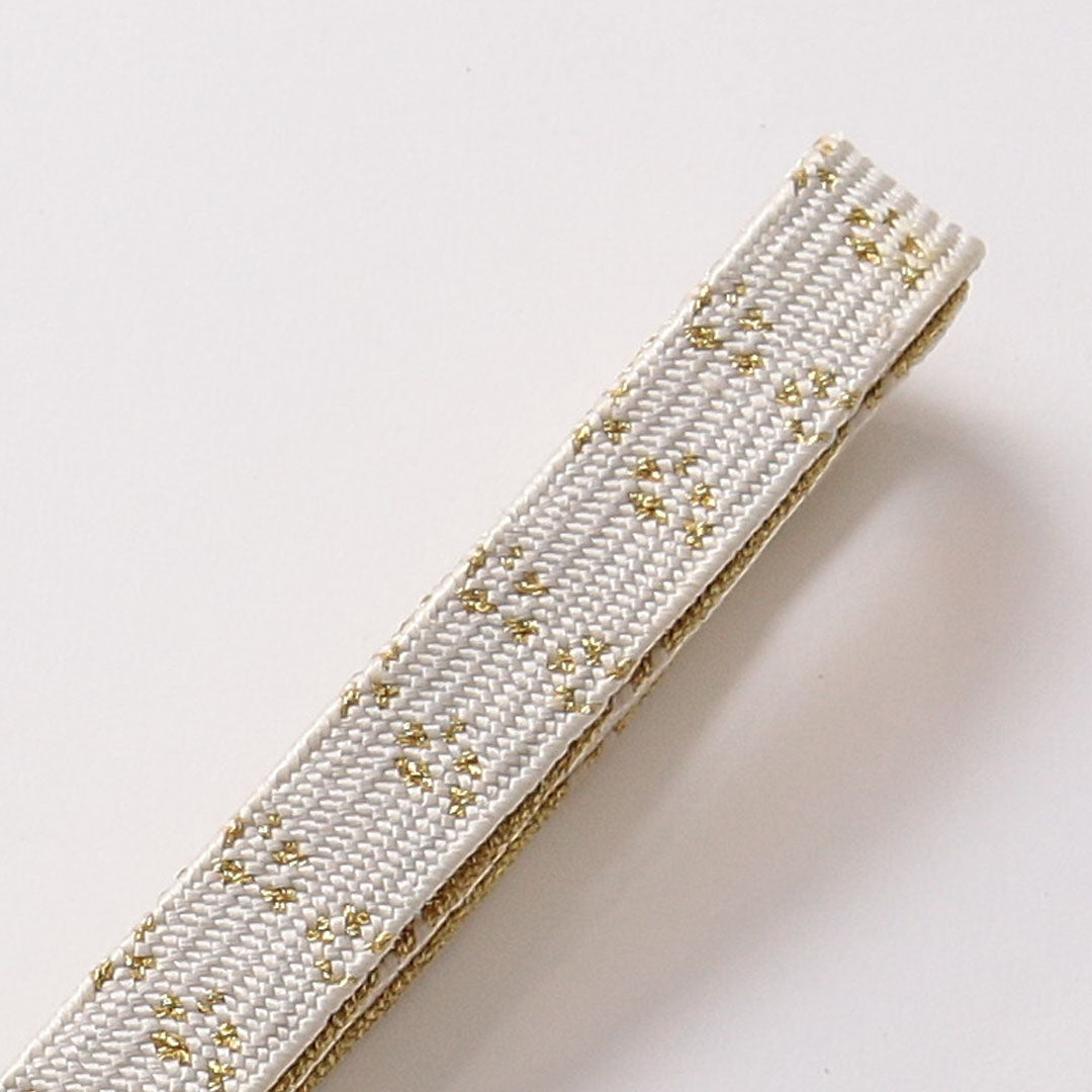 新古品 帯締め 留袖用 正絹 Nランク 平組紐 白系 金系 共箱 D 1236-01383