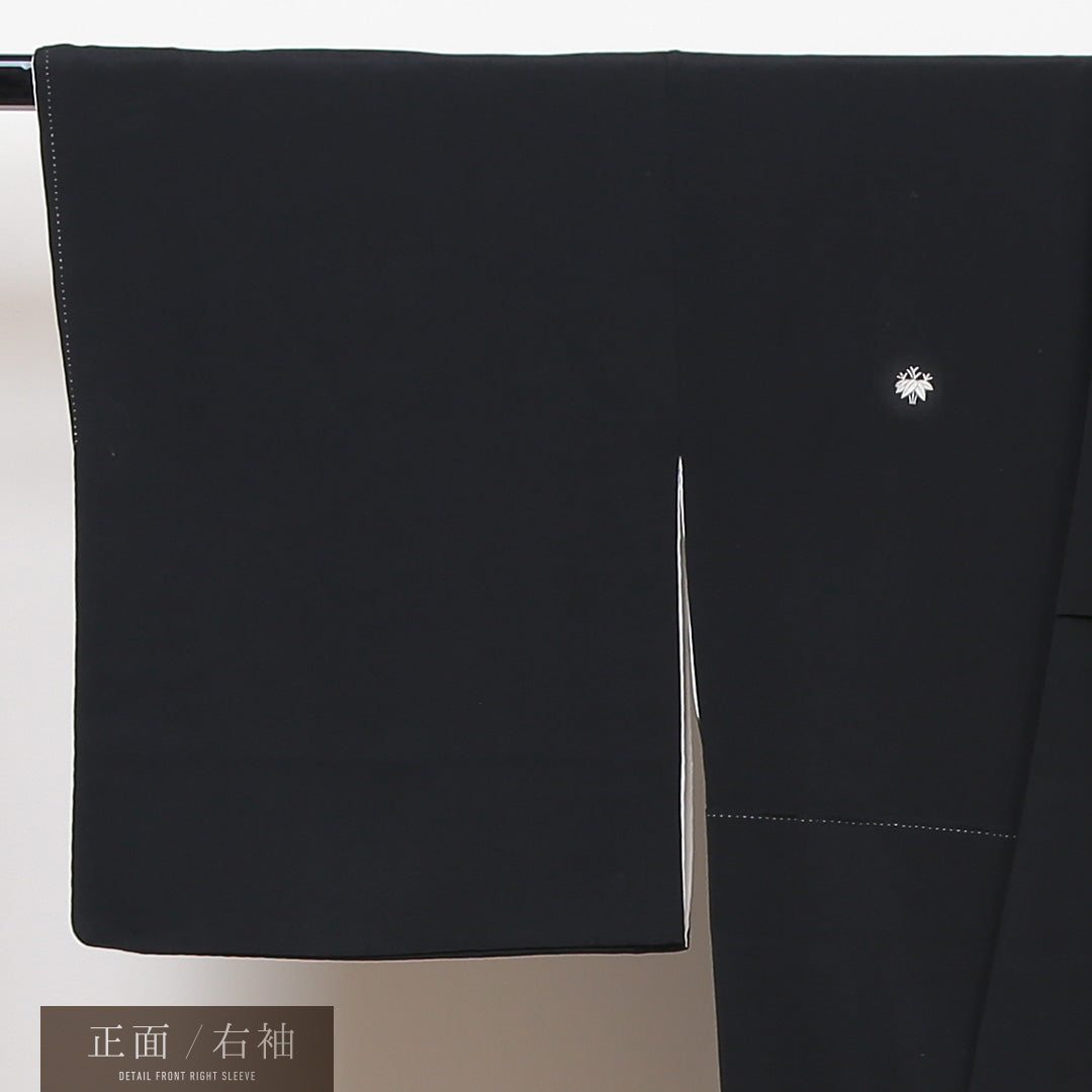 黒留袖 五つ紋 根笹 身丈160cm 裄丈64cm Aランク 正絹 袷 広衿 L 熨斗 牡丹 フォーマル 黒系 1211-F0165