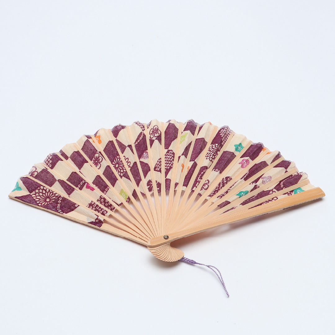 扇子 生地扇子 カジュアル 竹製 Sランク 和装小物 紫系 クリーム系 1240-00643