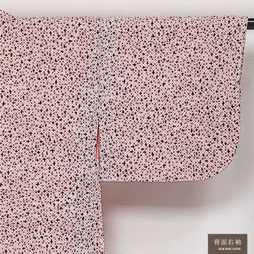 洗える着物 羽織 袷 身丈75cm 裄丈60cm ポリエステル Aランク カジュアル Sサイズ 紐あり 幾何学柄 白系 HP 1232-13781