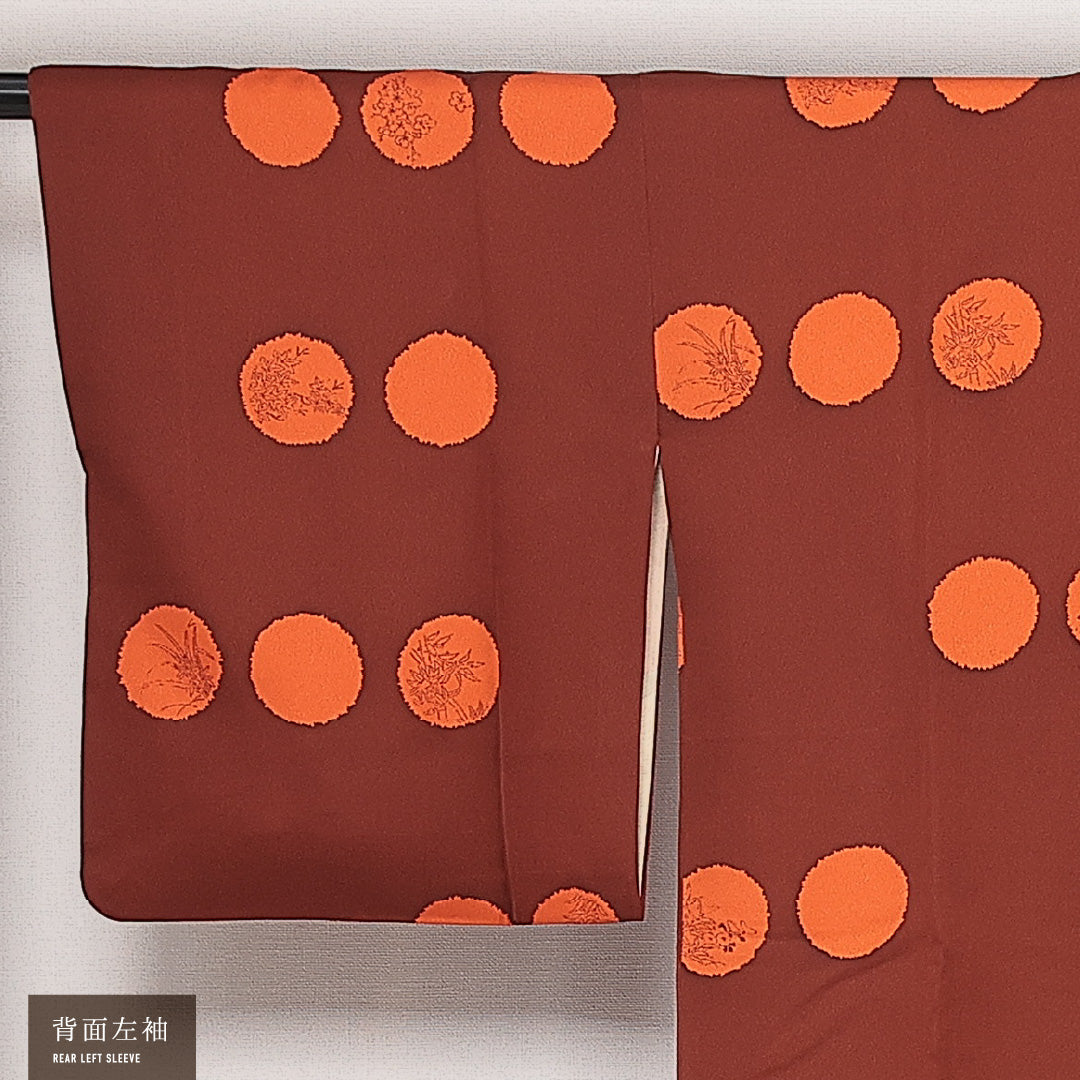 道行コート 袷 身丈82cm 裄丈64cm 正絹 Sランク インフォーマル Mサイズ ポケットあり 創作柄 茶系 RP 1237-13798