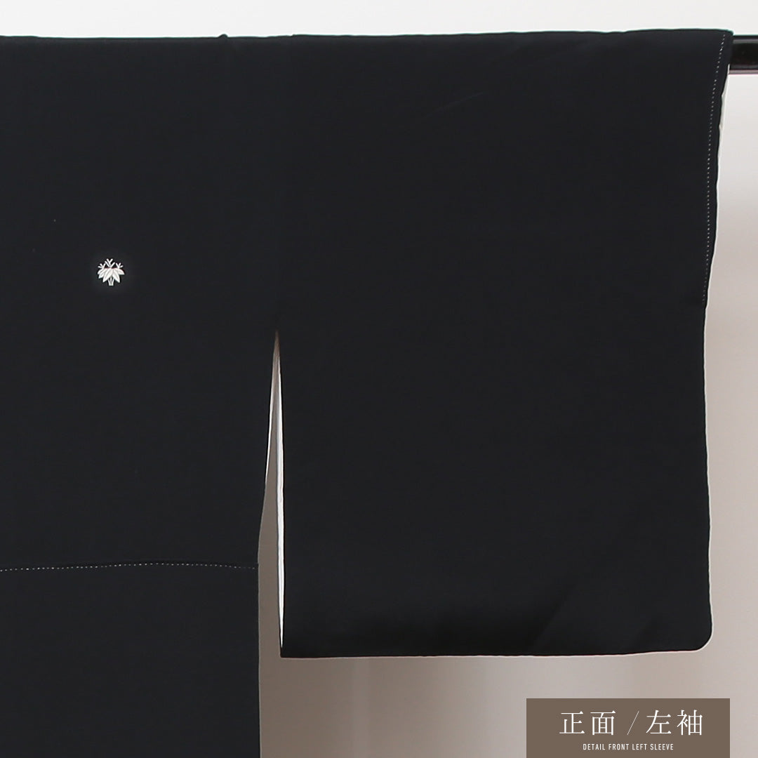 黒留袖 五つ紋 根笹 身丈160cm 裄丈64cm Aランク 正絹 袷 広衿 L 熨斗 牡丹 フォーマル 黒系 1211-F0165