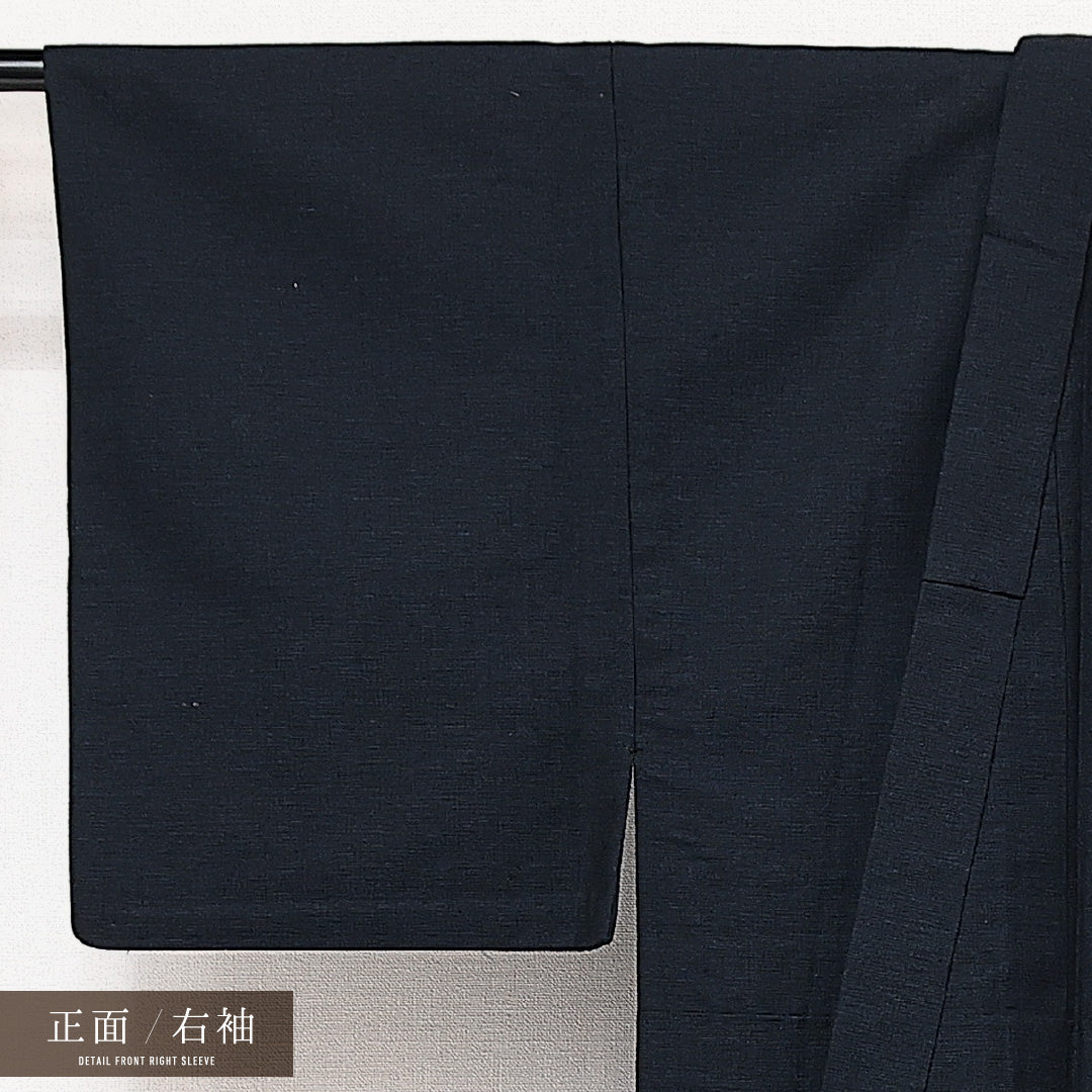アンサンブル 洗える着物 ウールの男着物 単衣 身丈94cm 裄丈32cm ウール Sランク カジュアル 棒衿 XSサイズ 無地 紺系 RP 1224-14195
