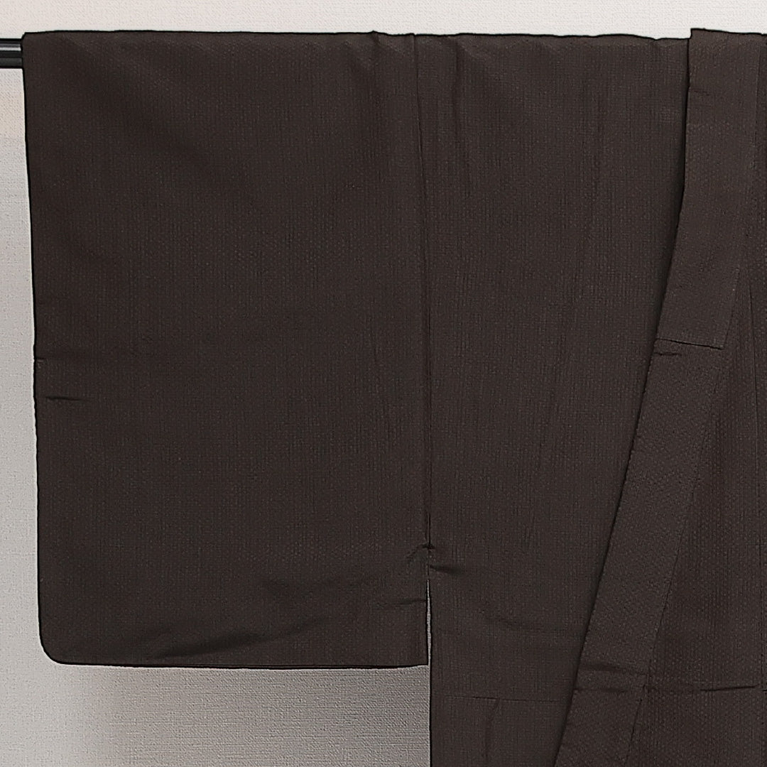 男着物 袷 身丈136cm 裄丈62cm 正絹 Sランク カジュアル 棒衿 Sサイズ 無地 茶系 RP 1224-13991