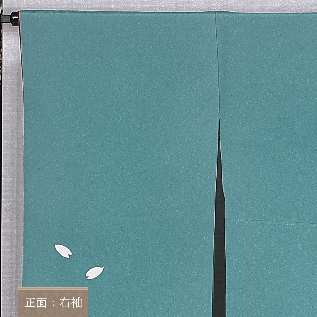 はれやかサンライト加工 振袖 身丈171cm 裄丈67.5cm 袷 正絹 Aランク 広衿 桜 流水 熨斗 1213-F0385