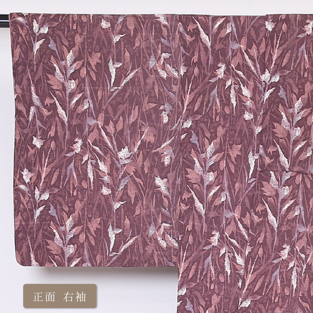 小紋 袷 身丈160cm 裄62.5cm ピンク系 花柄 正絹 Aランク 1215-01944-3413