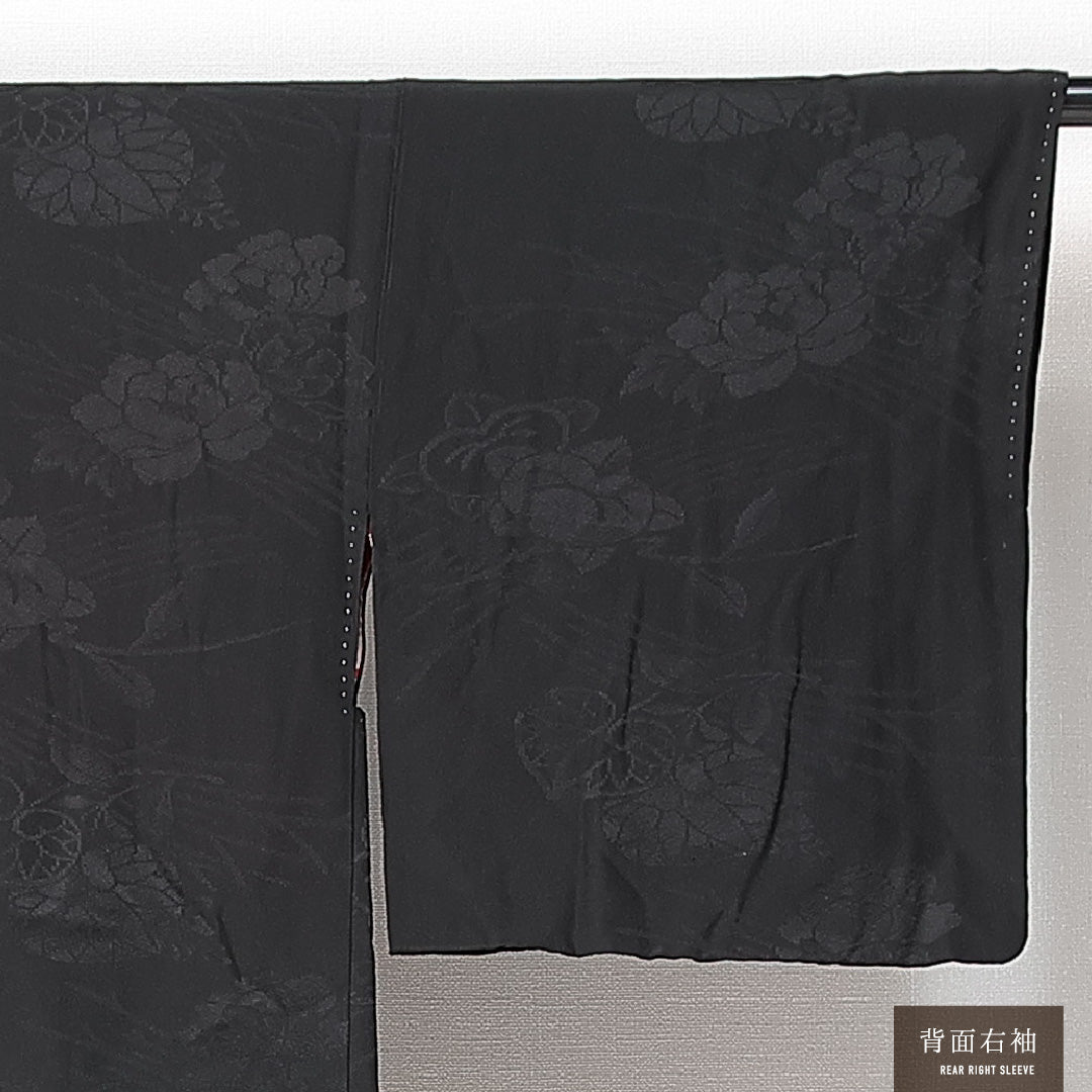 アンティーク 黒羽織 袷 身丈80cm 裄丈63cm 正絹 Aランク 一つ紋 (丸に三つ柏) Sサイズ 紐あり 橘 黒系 RP 1233-14711