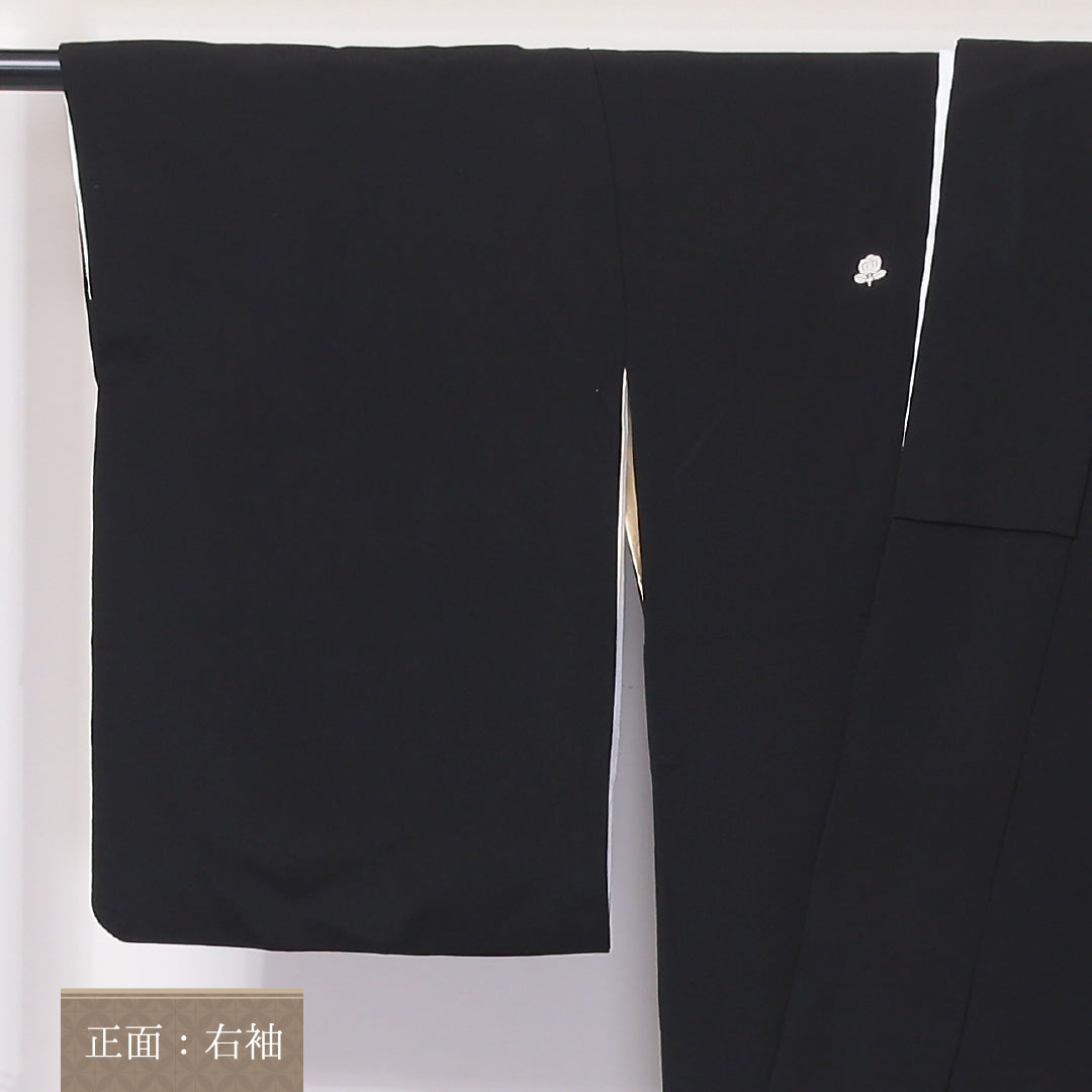 黒留袖 五つ紋 橘 身丈156cm 裄丈63cm Aランク 正絹 袷 広衿 M 唐織 刺繍 雉 道長取り フォーマル 黒系 1211-F0245