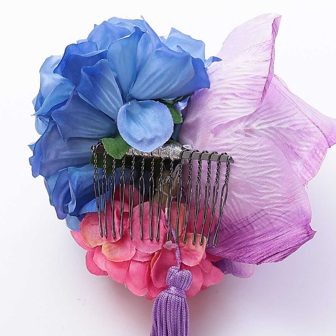 新古品 髪飾り Nランク 浴衣 成人式 卒業式 青系 1237-00103