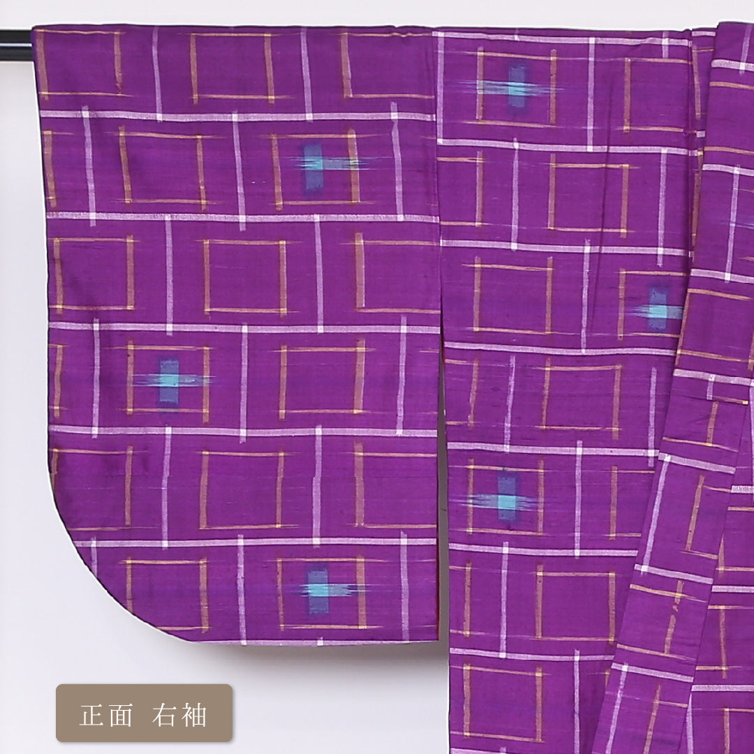 アンティーク 紬 袷 身丈145cm 裄60cm 正絹 紫系 Aランク 1216-00845-3120