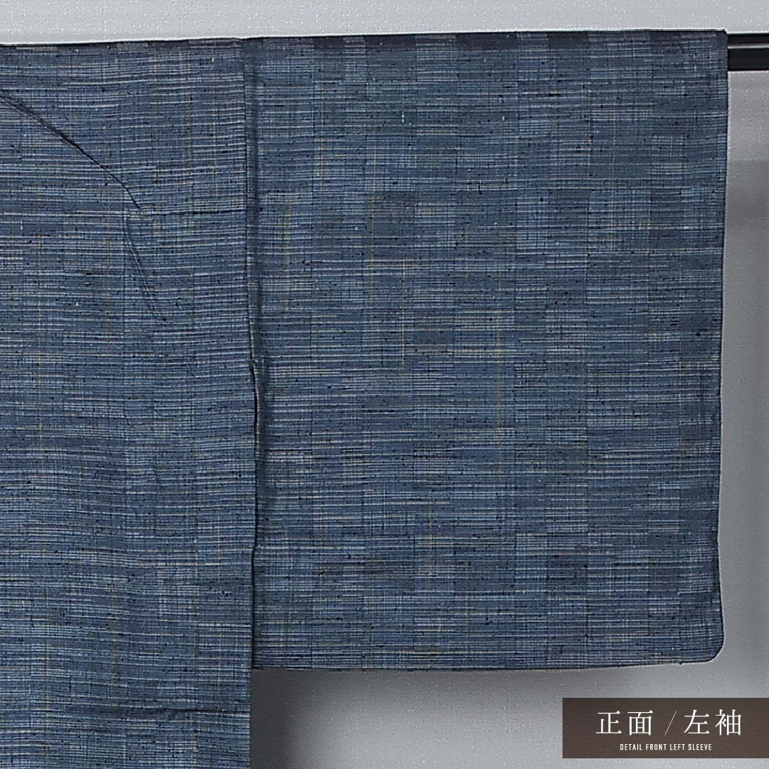 紬 単衣 身丈156cm 裄丈63cm 正絹 Aランク カジュアル 広衿 Mサイズ 創作柄 紺系 RP 1223-12266